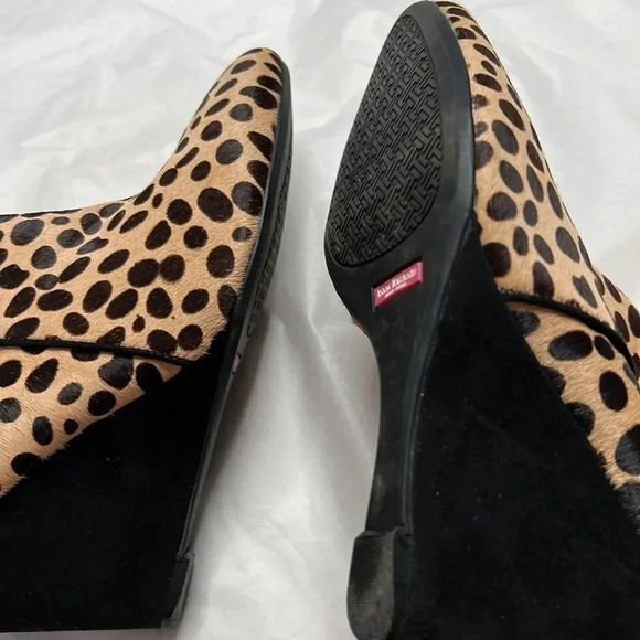 Isaac Mizrahi New York leather leopard print ankle wedge booties size 8 1/2 - Picture 7 of 11